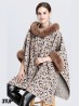 Soft Leopard Print Cape W/ Fur Detailing